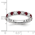 14k White Gold 1 1/5 carat Lab Grown Diamond VS/SI+ G+ and Lab Created Ruby Size 9 Eternity Band