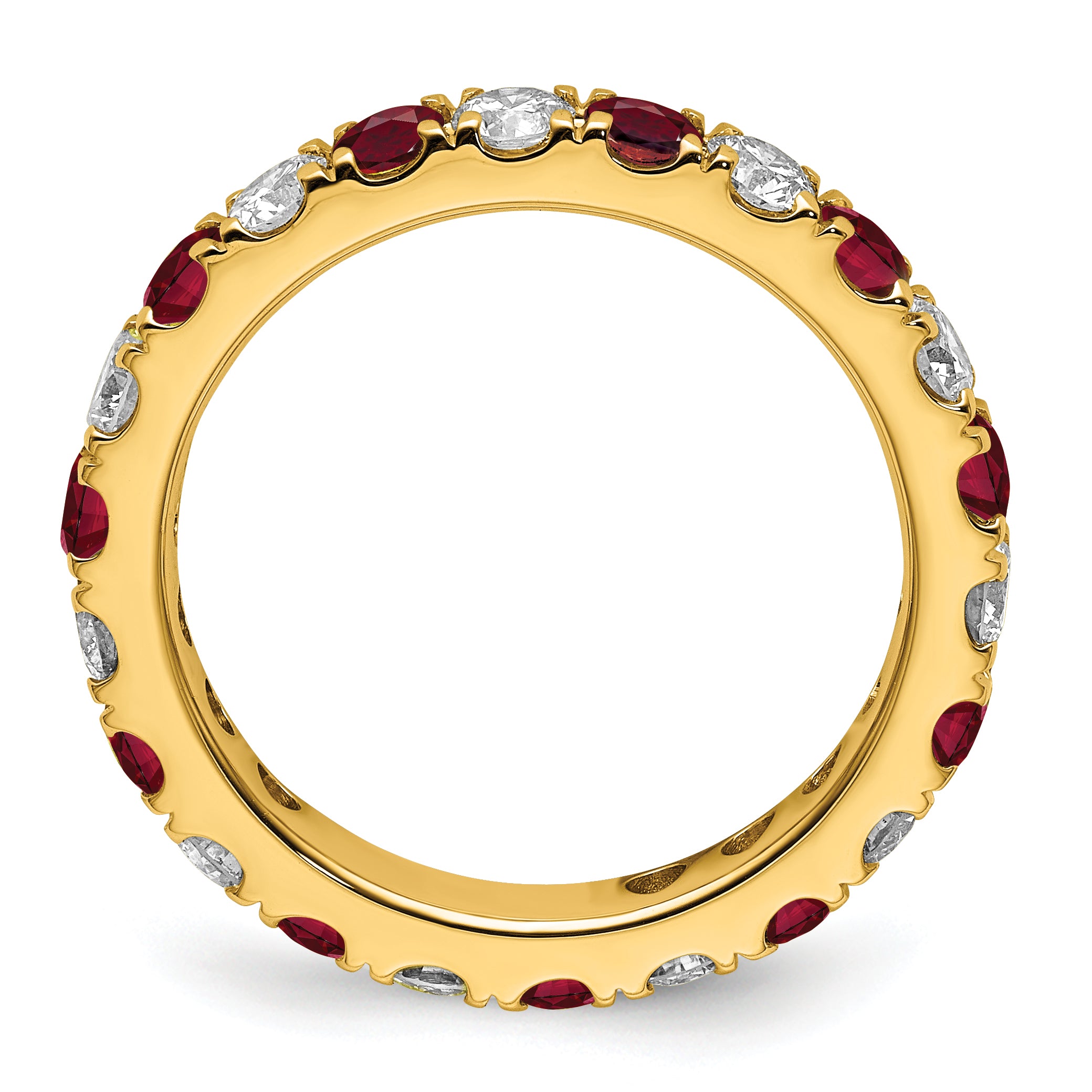 14k 1 carat Lab Grown Diamond VS/SI+ G+ and Lab Created Ruby Size 4 Eternity Band Secondary image