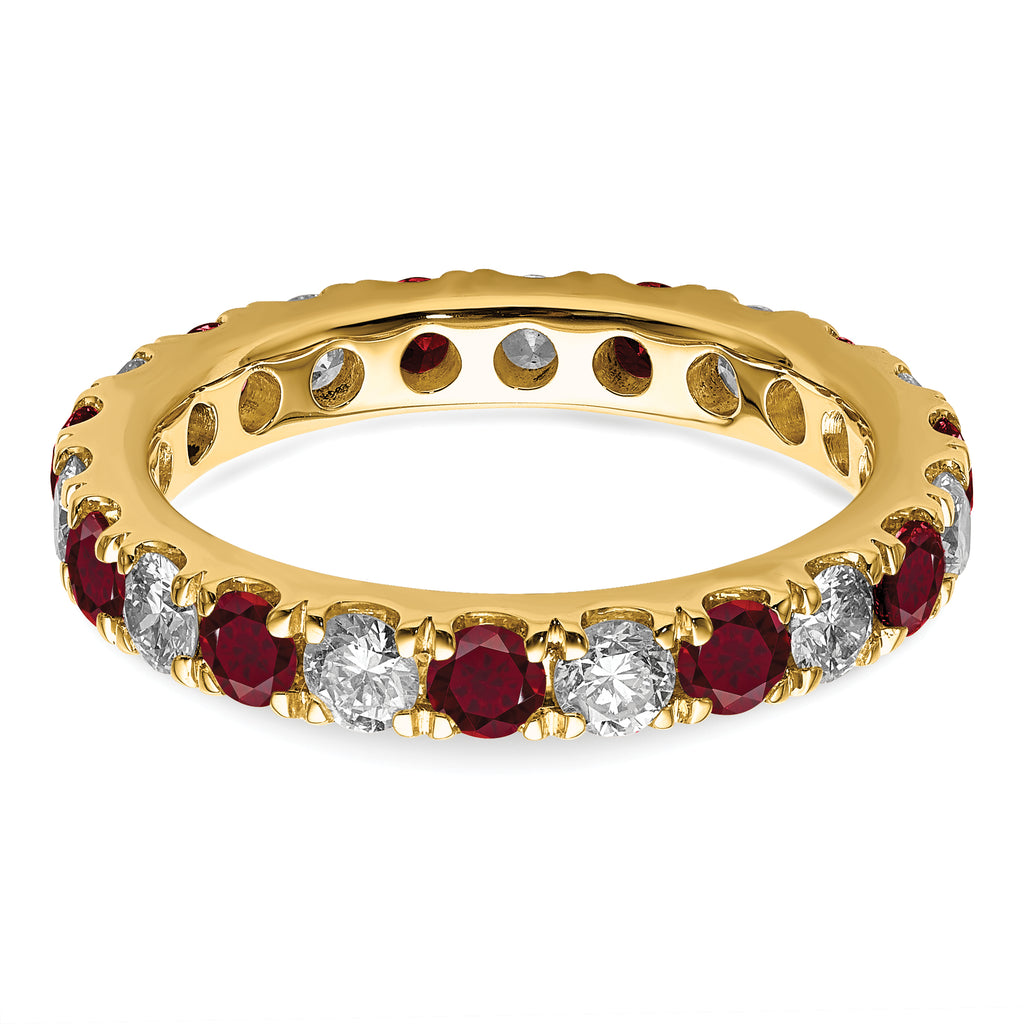 14k 1 1/5 carat Lab Grown Diamond VS/SI+ G+ and Lab Created Ruby Size 9 Eternity Band
