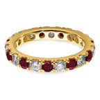 14k 1 1/5 carat Lab Grown Diamond VS/SI+ G+ and Lab Created Ruby Size 9 Eternity Band