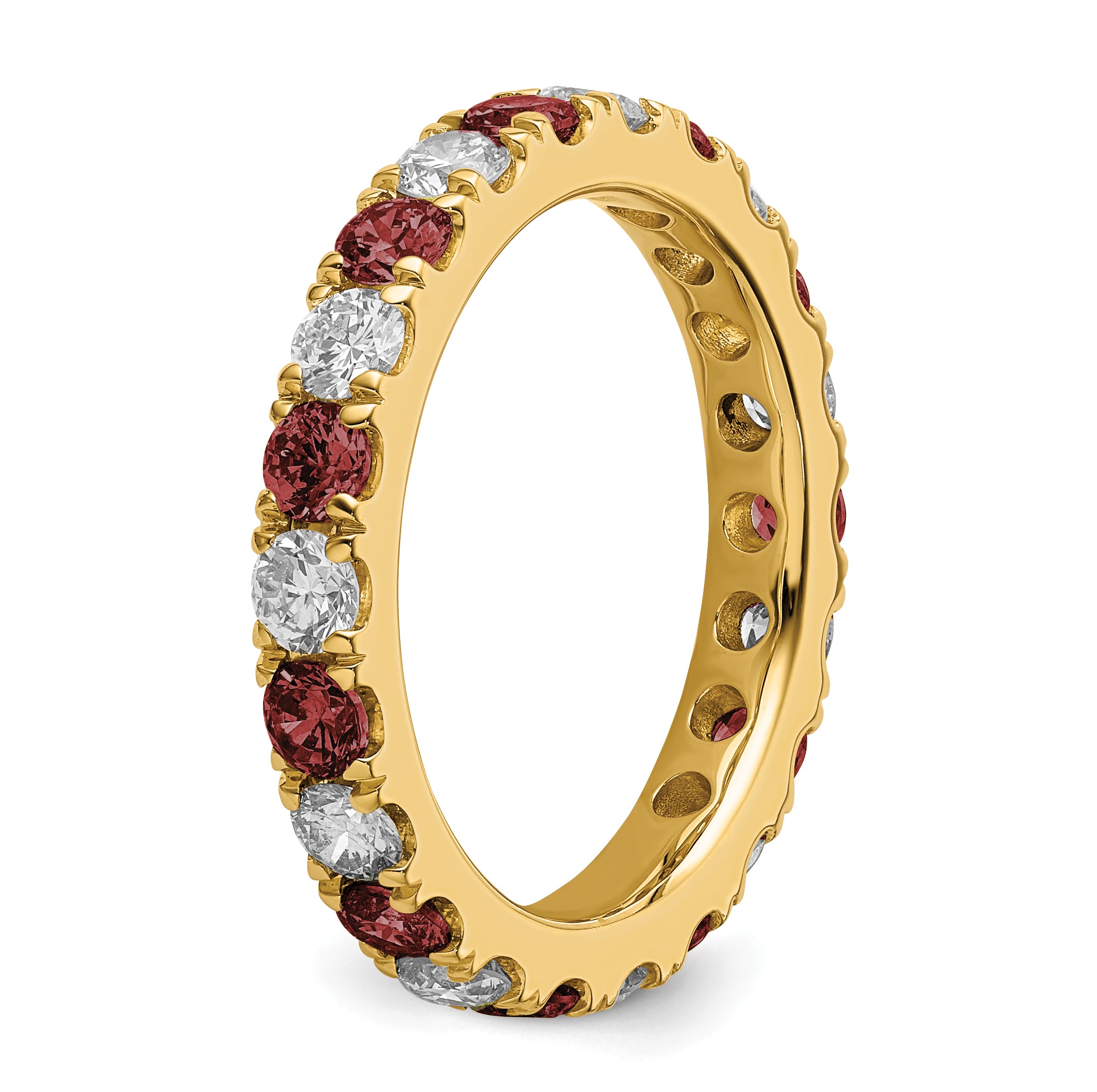 14k 1 1/5 carat Lab Grown Diamond VS/SI+ G+ and Lab Created Ruby Size 9 Eternity Band