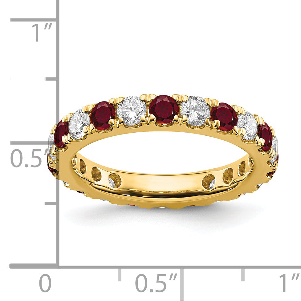 14k 1 1/5 carat Lab Grown Diamond VS/SI+ G+ and Lab Created Ruby Size 9 Eternity Band