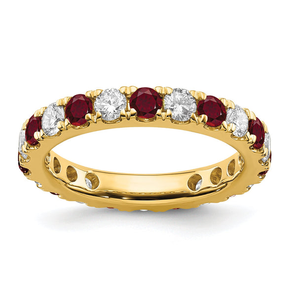 14k 1 carat Lab Grown Diamond VS/SI+ G+ and Lab Created Ruby Eternity Band, Size 4–9 - Sophia Jewelers