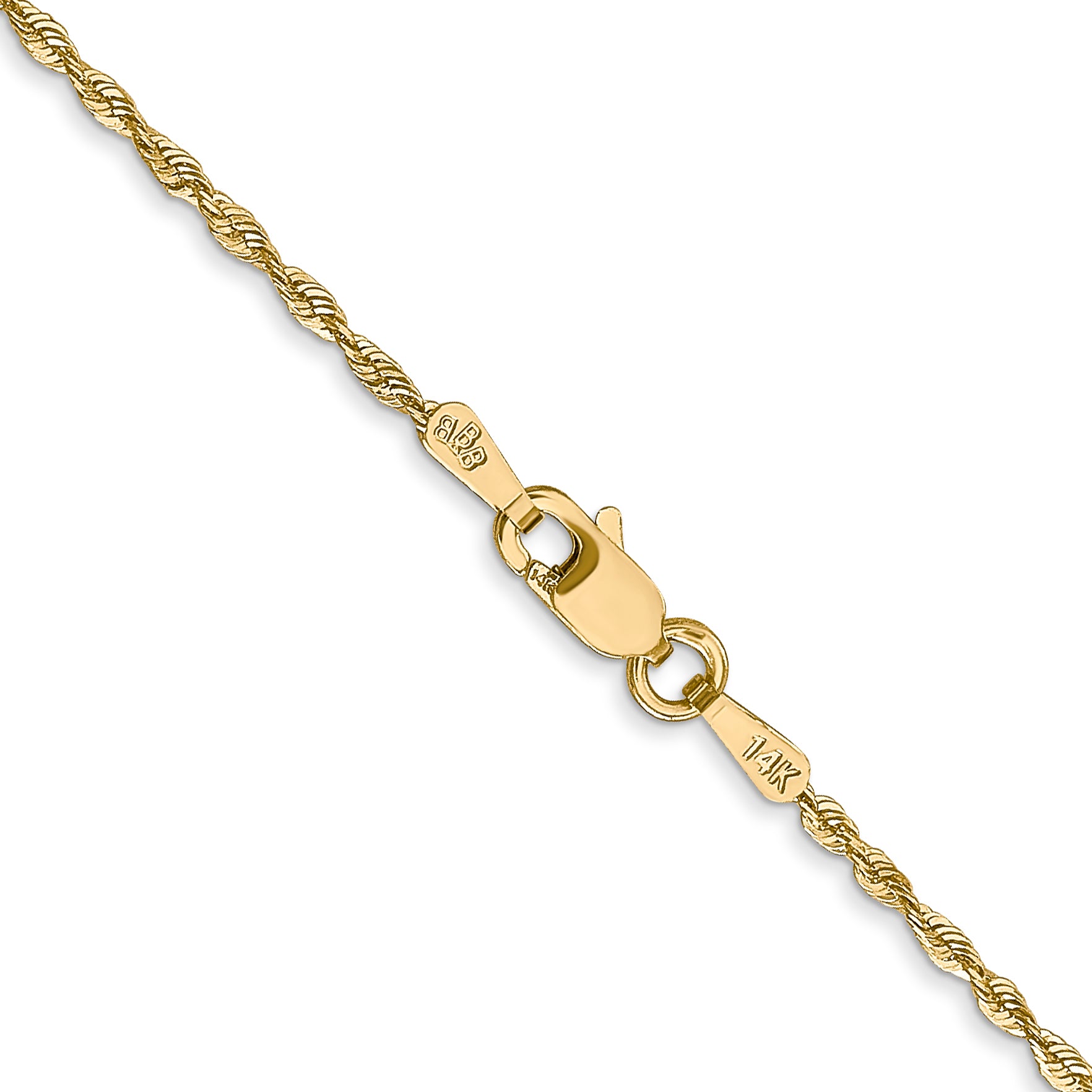 14K 30 inch 1.5mm Ultra Diamond-cut Rope with Lobster Clasp Chain