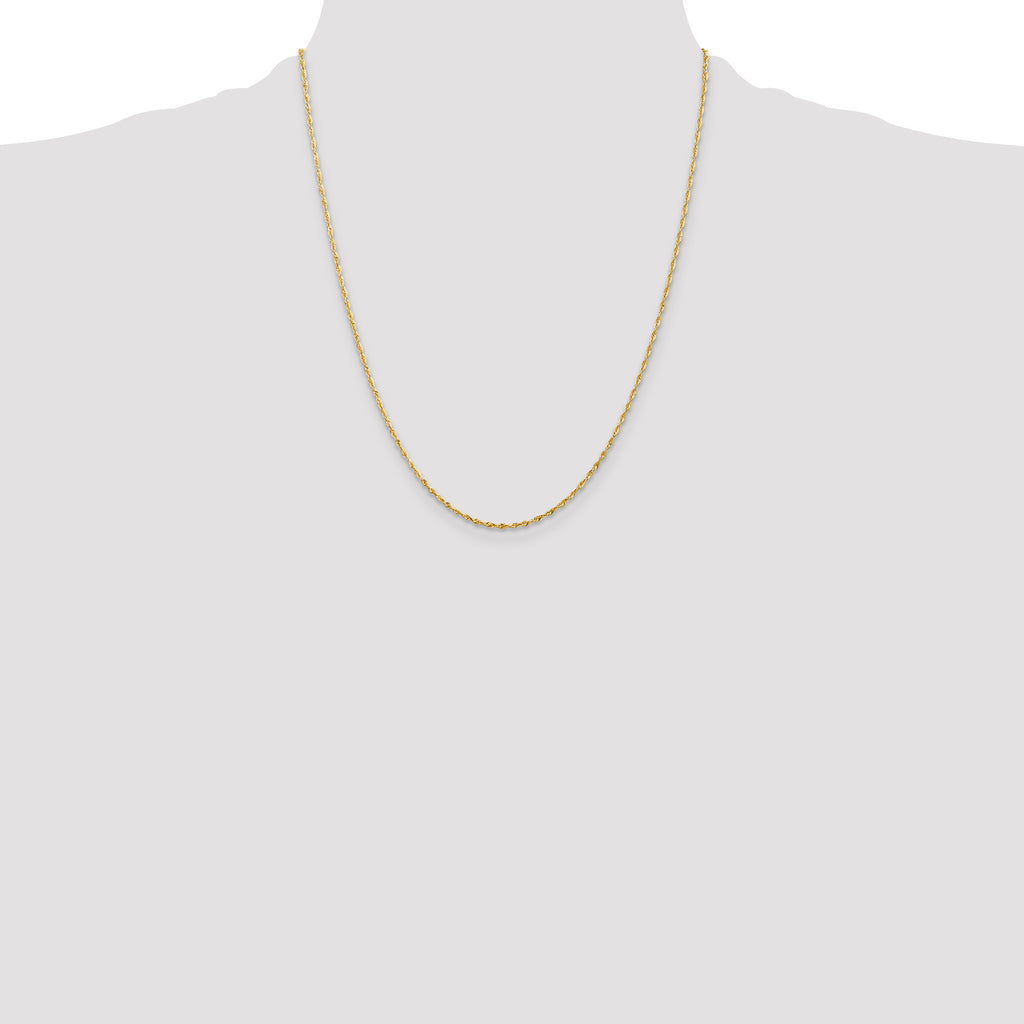 14K 22 inch 1.5mm Ultra Diamond-cut Rope with Lobster Clasp Chain