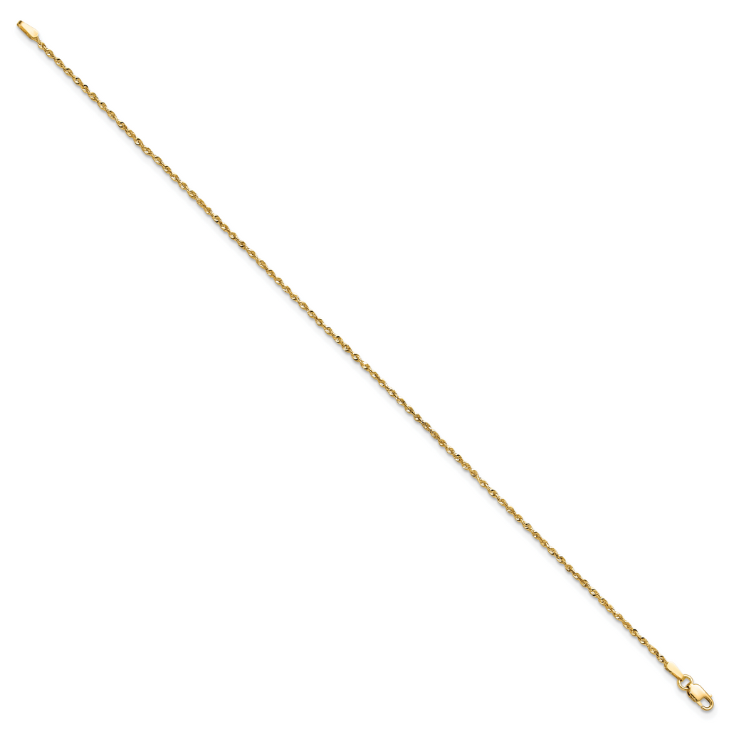 14K 10 inch 1.5mm Ultra Diamond-cut Rope with Lobster Clasp Anklet