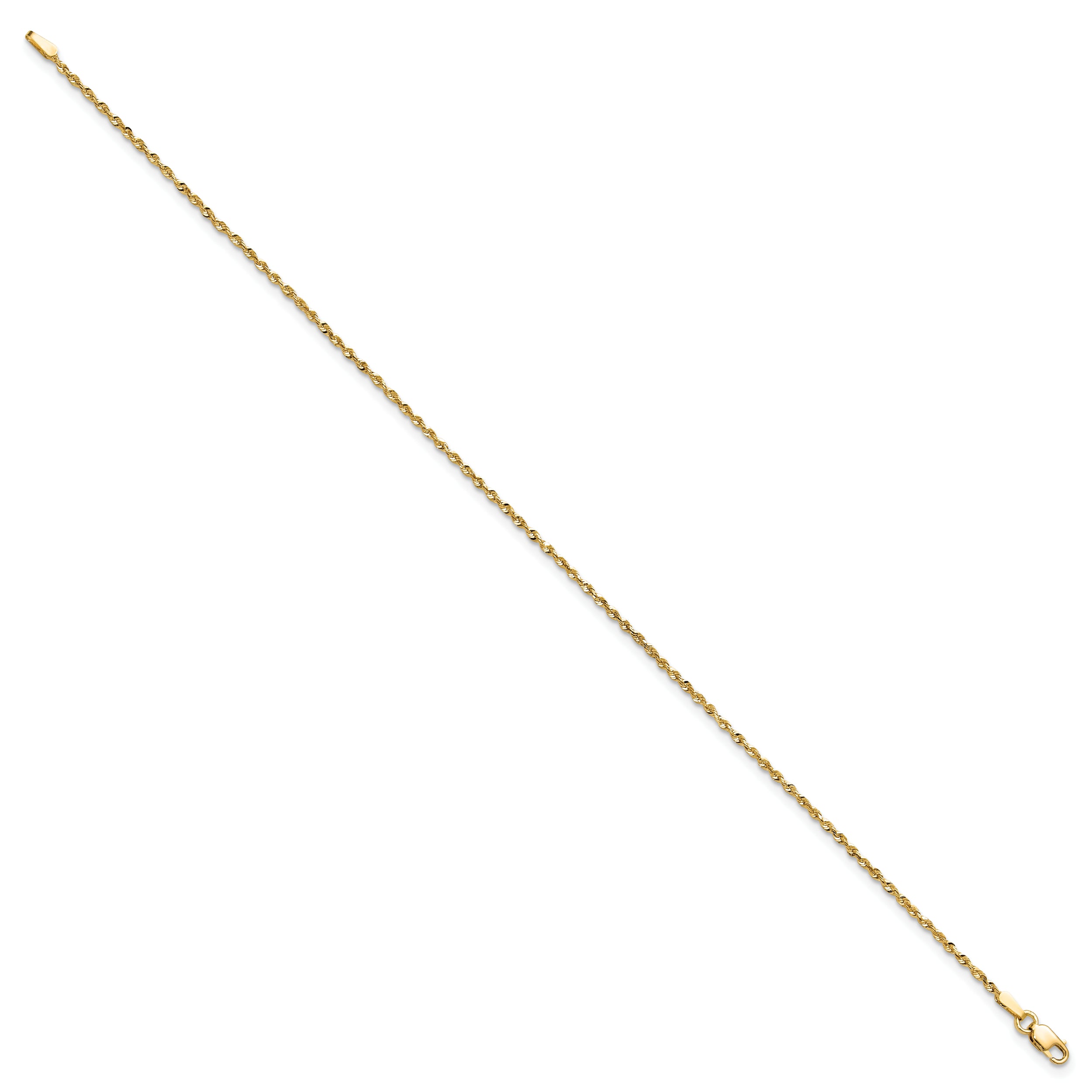 14K 10 inch 1.5mm Ultra Diamond-cut Rope with Lobster Clasp Anklet