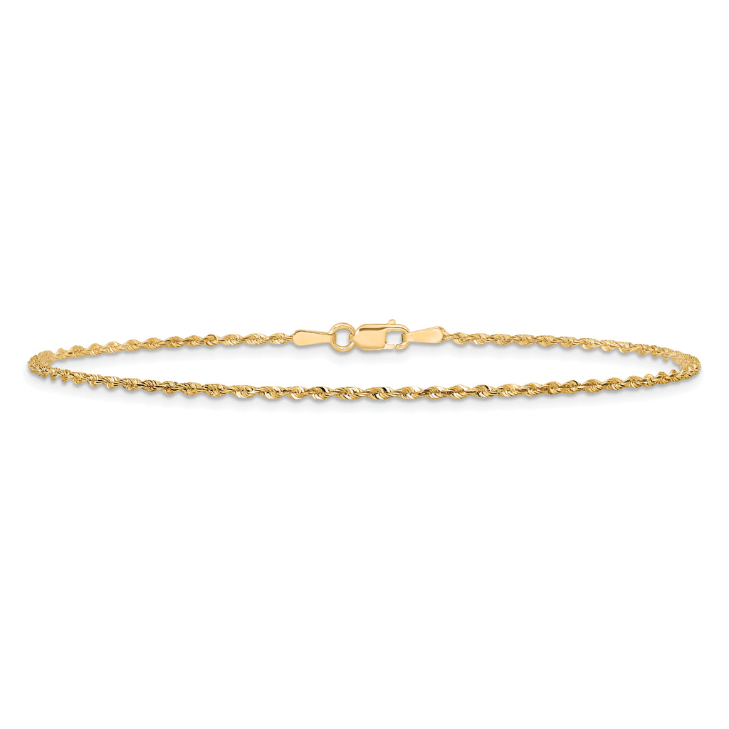14K 10 inch 1.5mm Ultra Diamond-cut Rope with Lobster Clasp Anklet