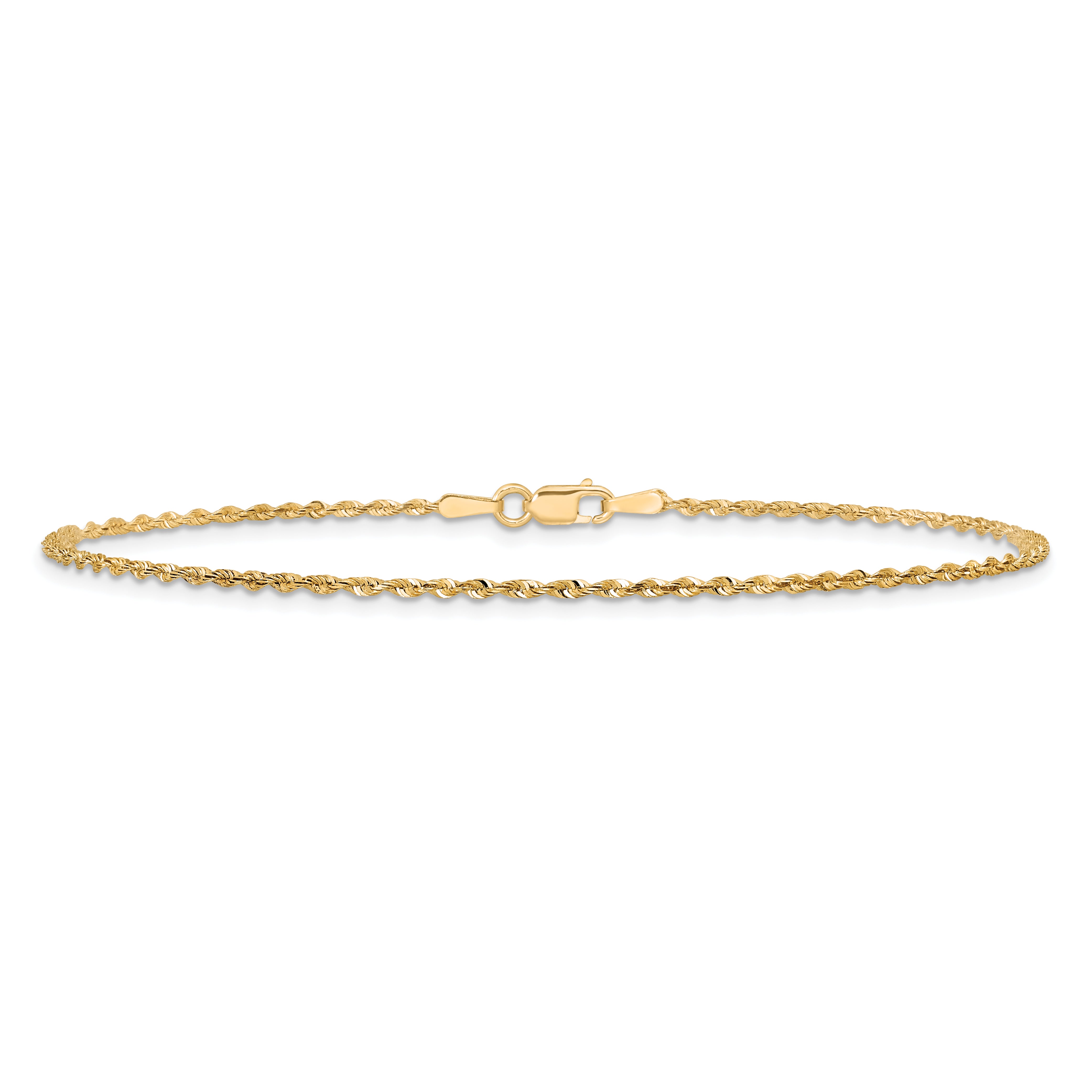 14K 10 inch 1.5mm Ultra Diamond-cut Rope with Lobster Clasp Anklet