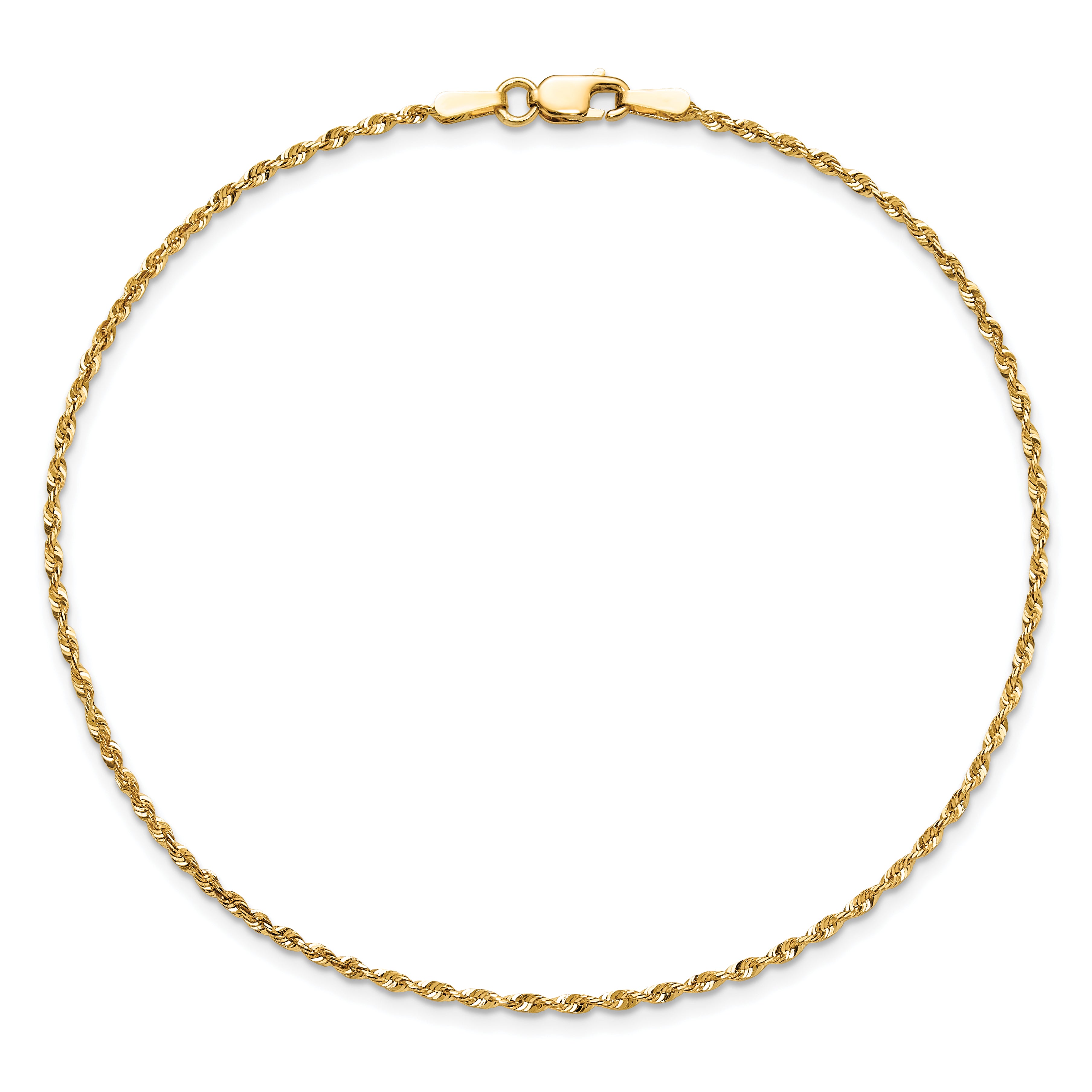 14K 10 inch 1.5mm Ultra Diamond-cut Rope with Lobster Clasp Anklet