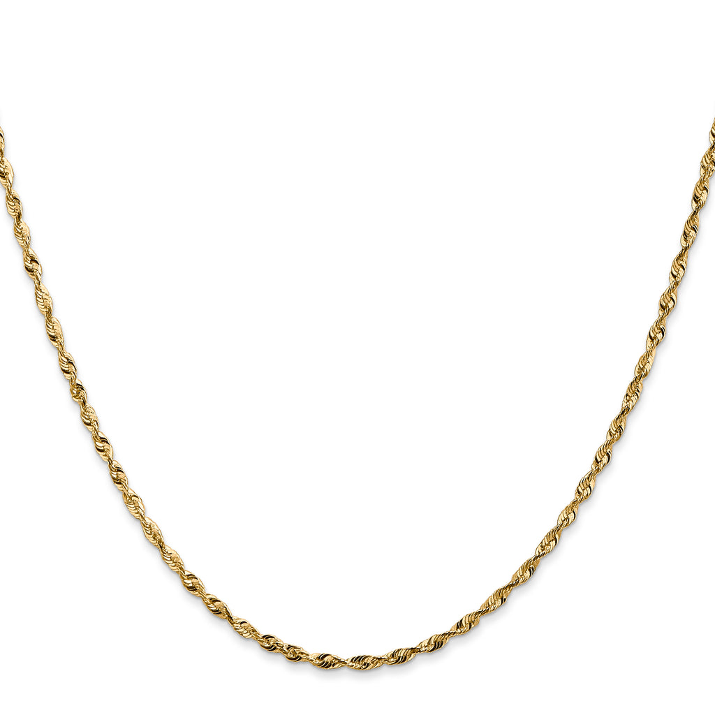 14K Yellow Gold Solid Diamond-Cut Rope Chain Necklace 1.8mm
