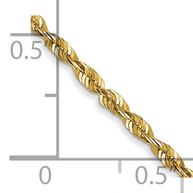 14K Yellow Gold Solid Diamond-Cut Rope Chain Necklace 1.8mm