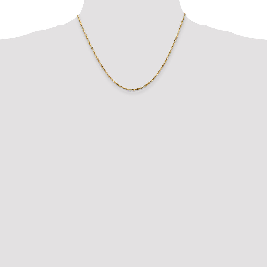 14K 1.8mm Ultra Diamond-cut Rope with Lobster Clasp Chain