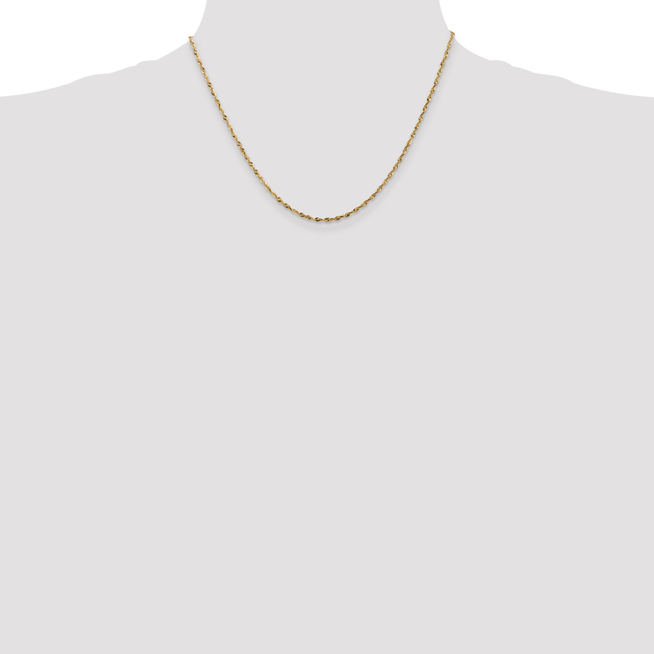 14K 18 inch 1.8mm Ultra Diamond-cut Rope with Lobster Clasp Chain