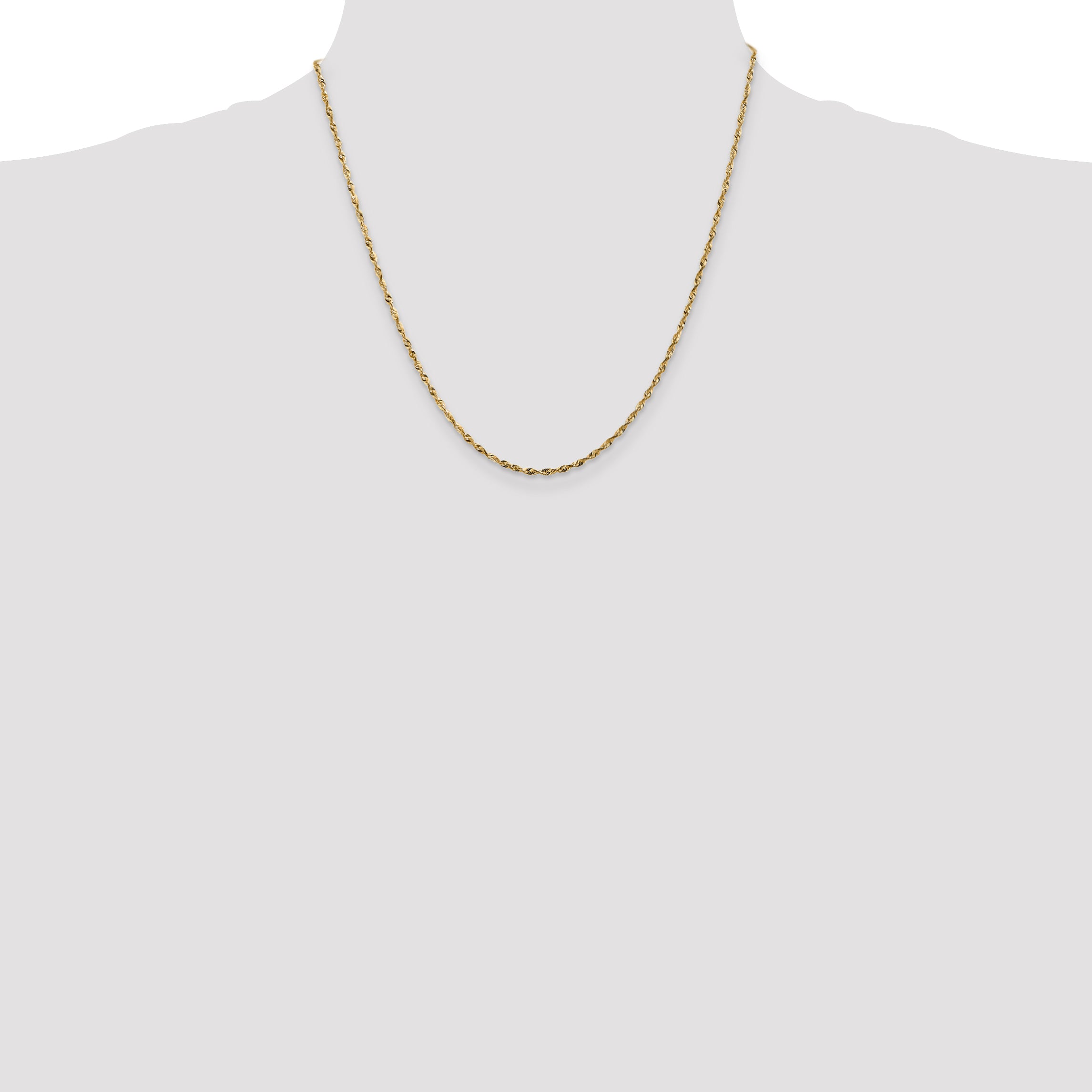 14K 20 inch 1.8mm Ultra Diamond-cut Rope with Lobster Clasp Chain