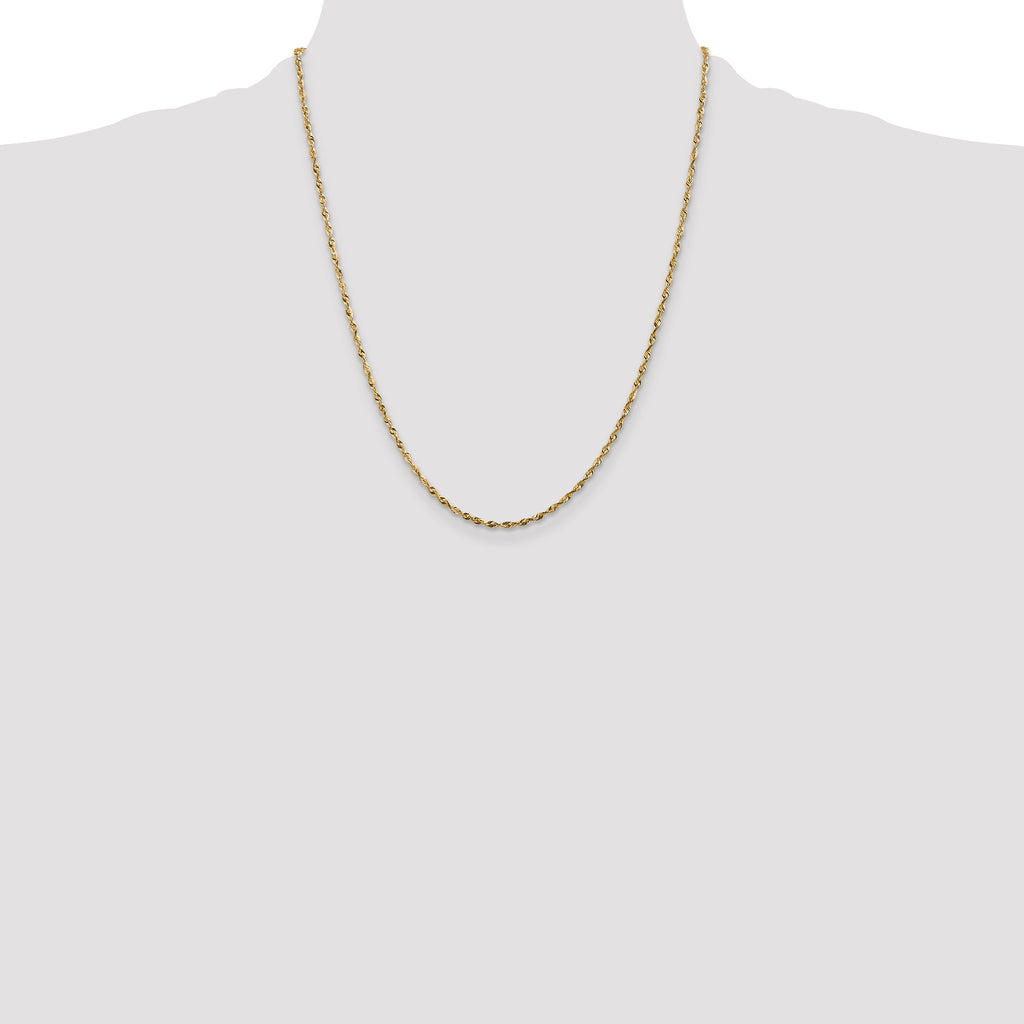 14K 1.8mm Ultra Diamond-cut Rope with Lobster Clasp Chain