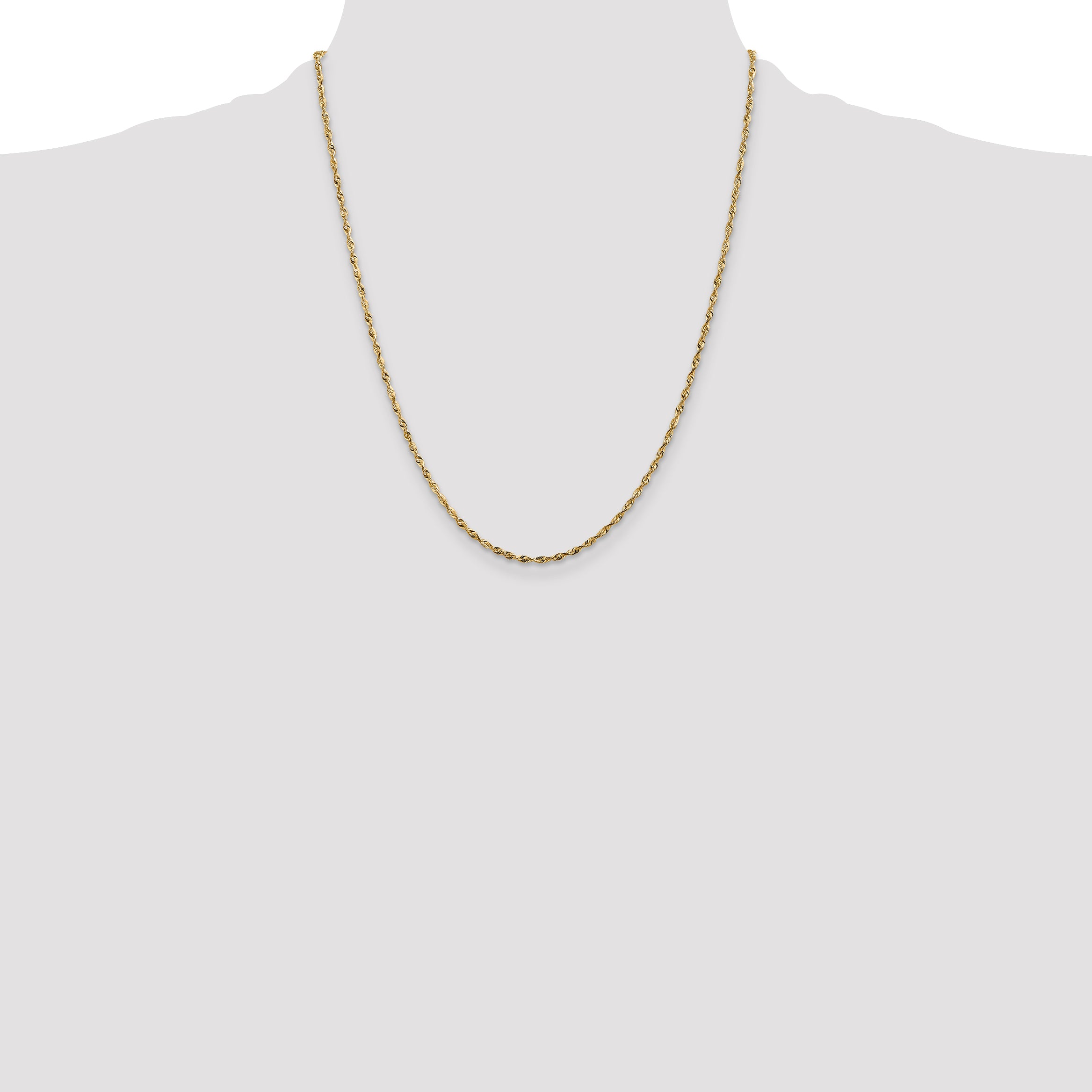 14K 1.8mm Ultra Diamond-cut Rope with Lobster Clasp Chain