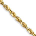 14K Yellow Gold Solid Diamond-Cut Rope Chain Necklace 1.8mm