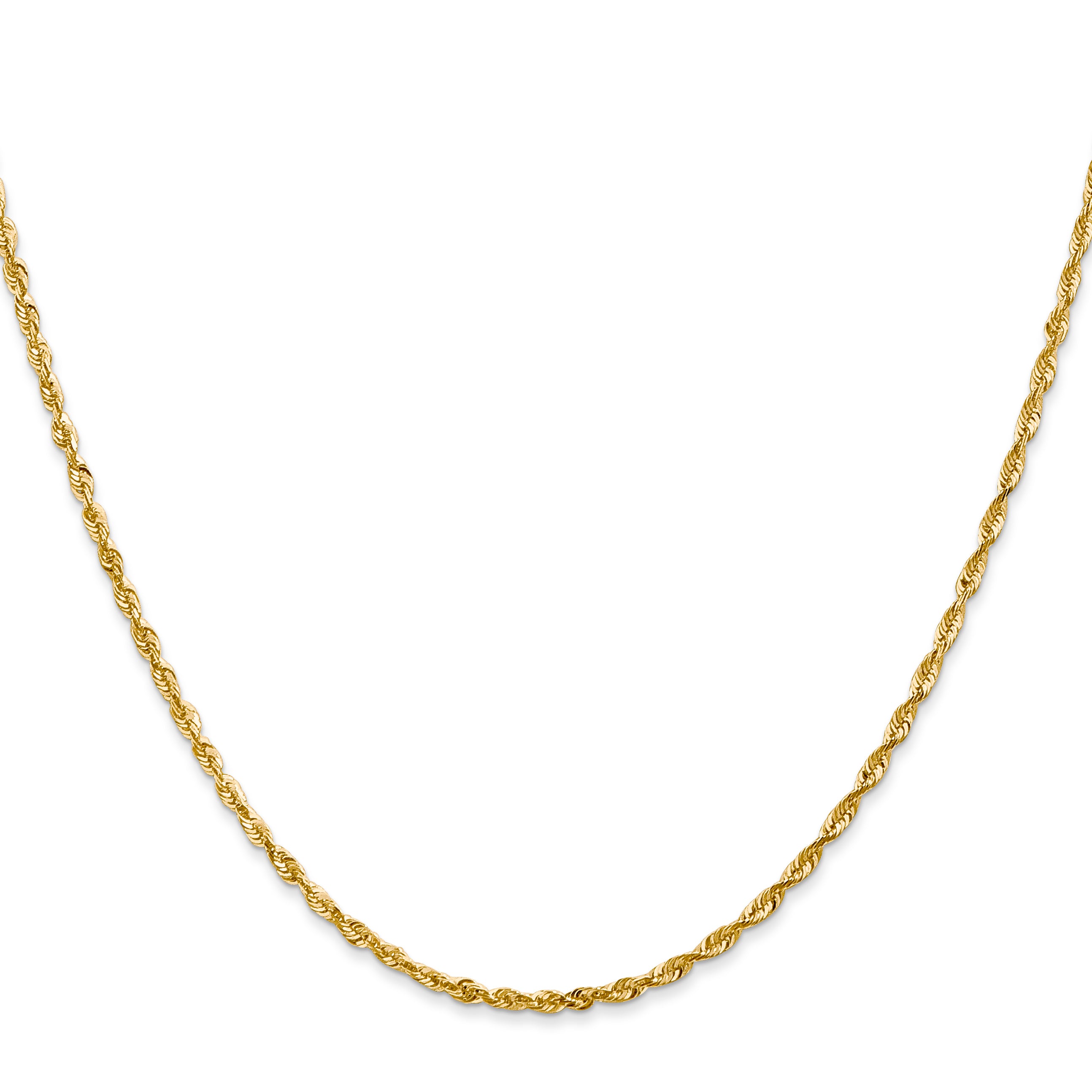 14K 24 inch 2mm Ultra Diamond-cut Rope with Lobster Clasp Chain