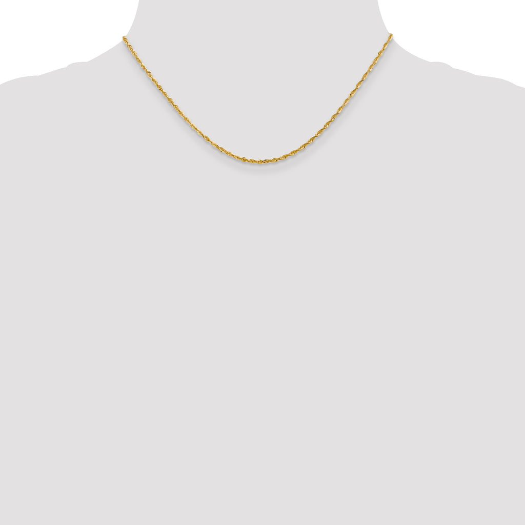 14K 16 inch 2mm Ultra Diamond-cut Rope with Lobster Clasp Chain