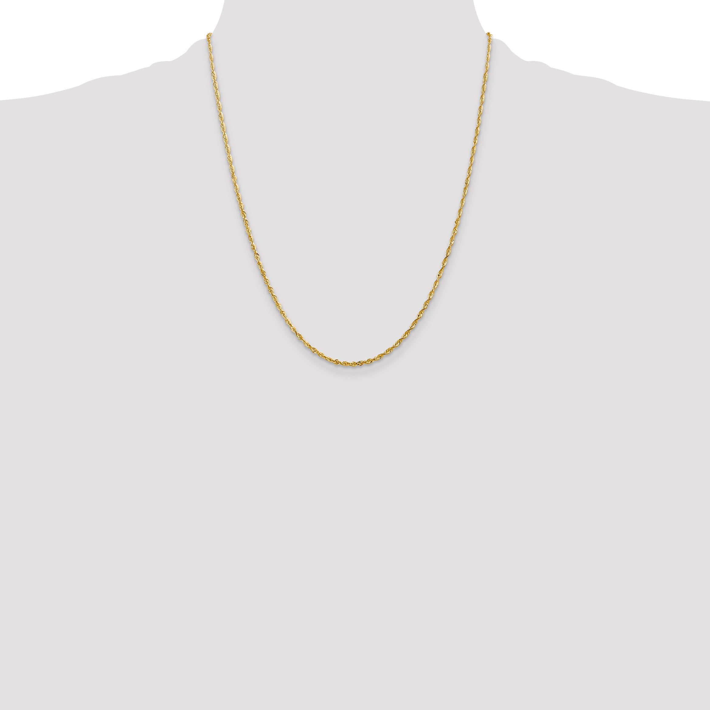 14K 22 inch 2mm Ultra Diamond-cut Rope with Lobster Clasp Chain