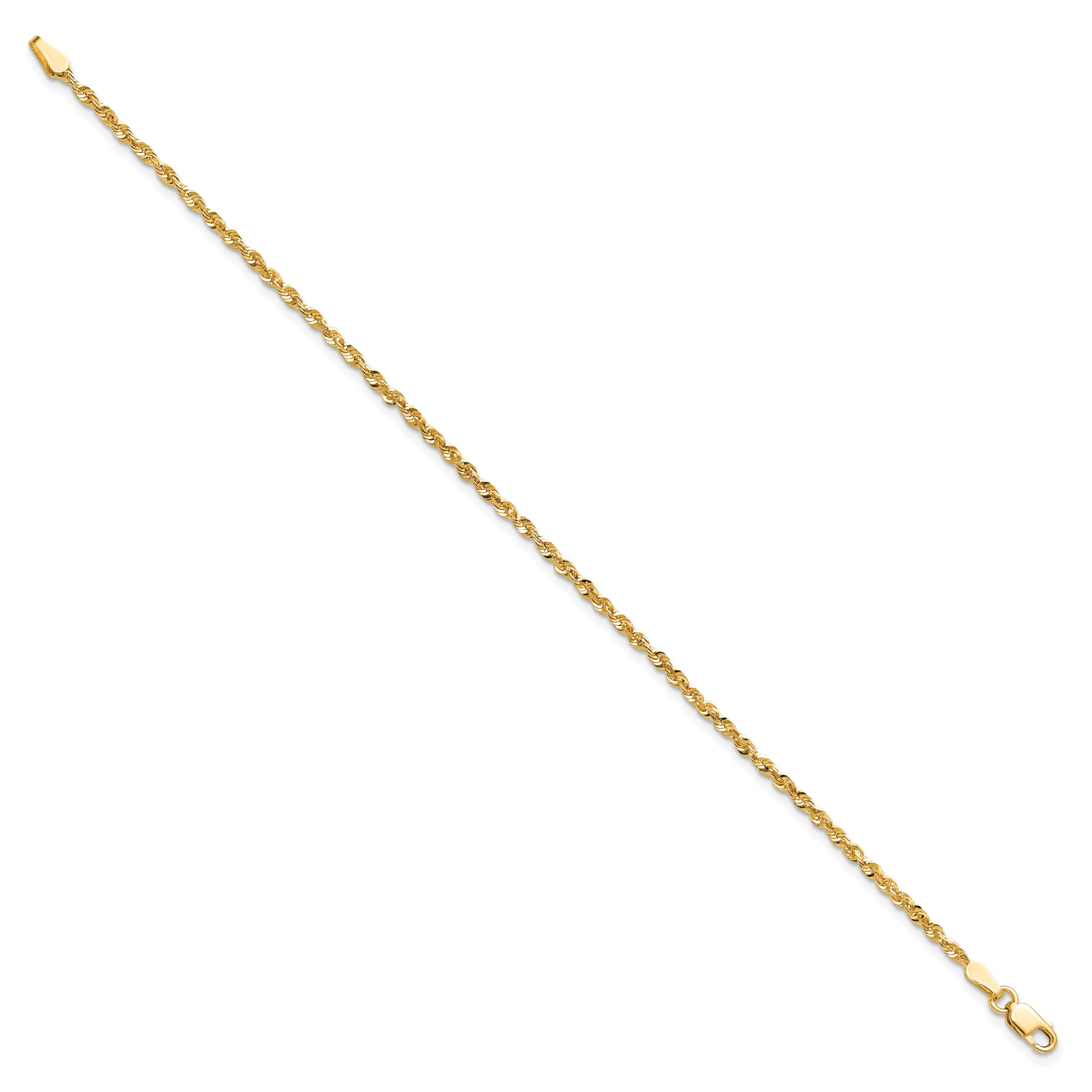 14K 9 inch 2mm Ultra Diamond-cut Rope with Lobster Clasp Anklet