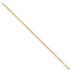 14K 9 inch 2mm Ultra Diamond-cut Rope with Lobster Clasp Anklet