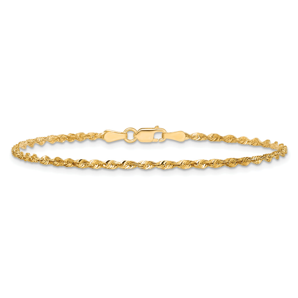 14K 9 inch 2mm Ultra Diamond-cut Rope with Lobster Clasp Anklet