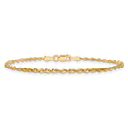 14K 9 inch 2mm Ultra Diamond-cut Rope with Lobster Clasp Anklet