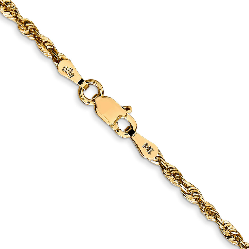 14K 2.25mm Ultra Diamond-cut Rope with Lobster Clasp Chain