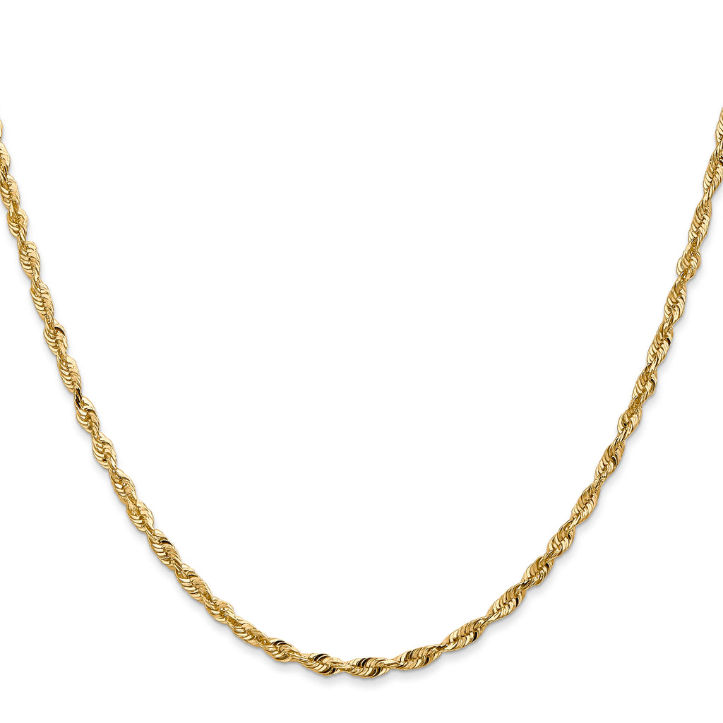 14K 24 inch 2.5mm Ultra Diamond-cut Rope with Lobster Clasp Chain