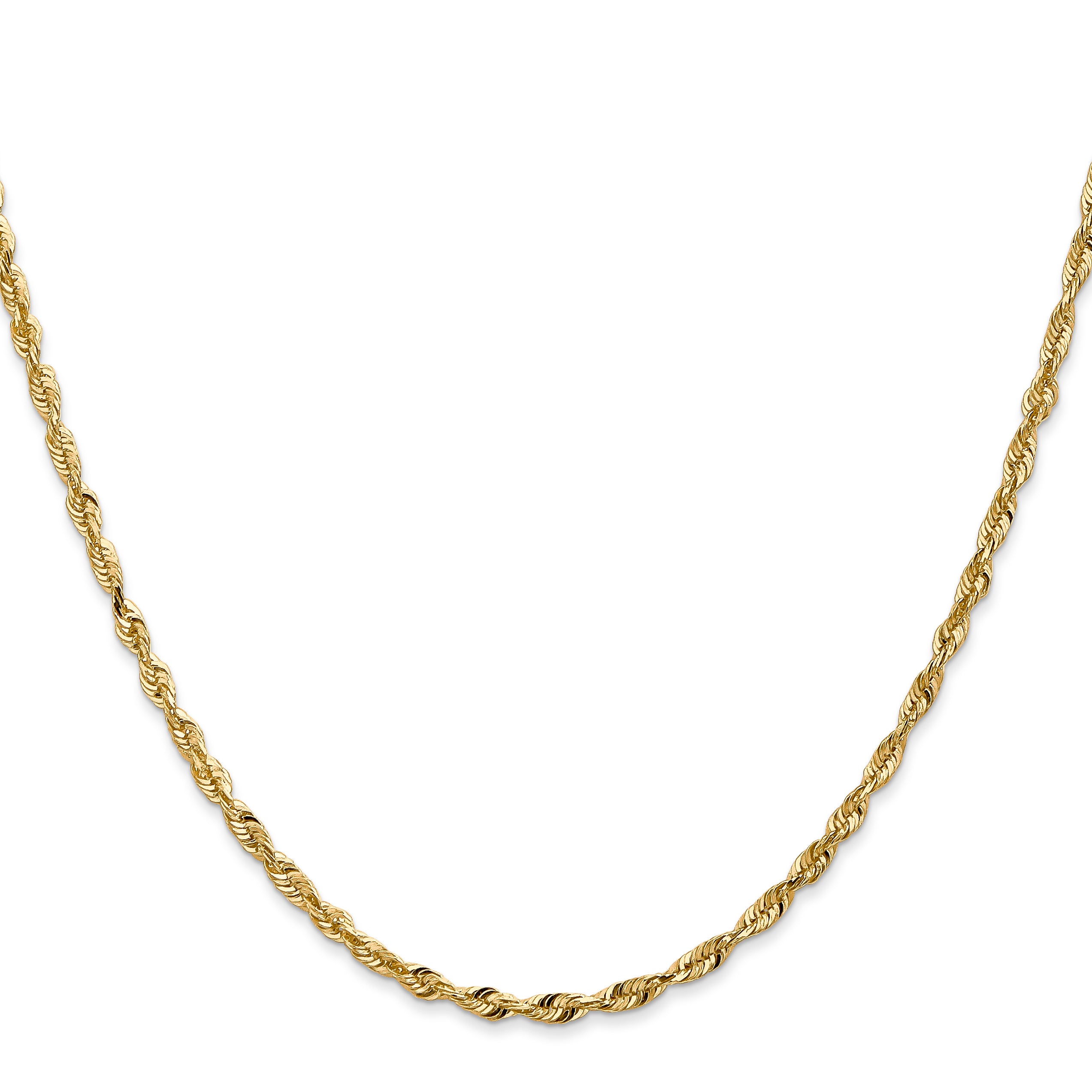 14K 24 inch 2.5mm Ultra Diamond-cut Rope with Lobster Clasp Chain