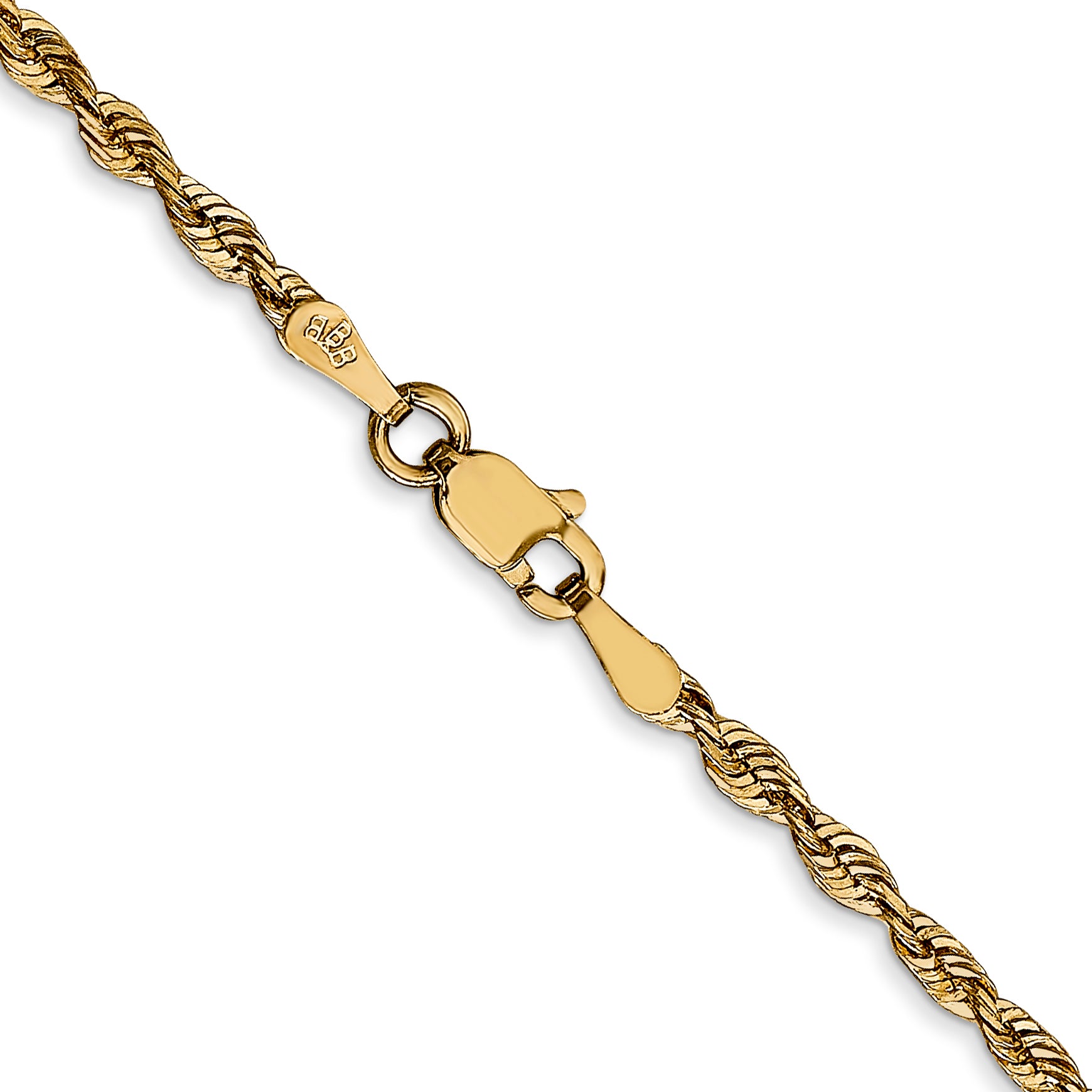 14K 24 inch 2.5mm Ultra Diamond-cut Rope with Lobster Clasp Chain