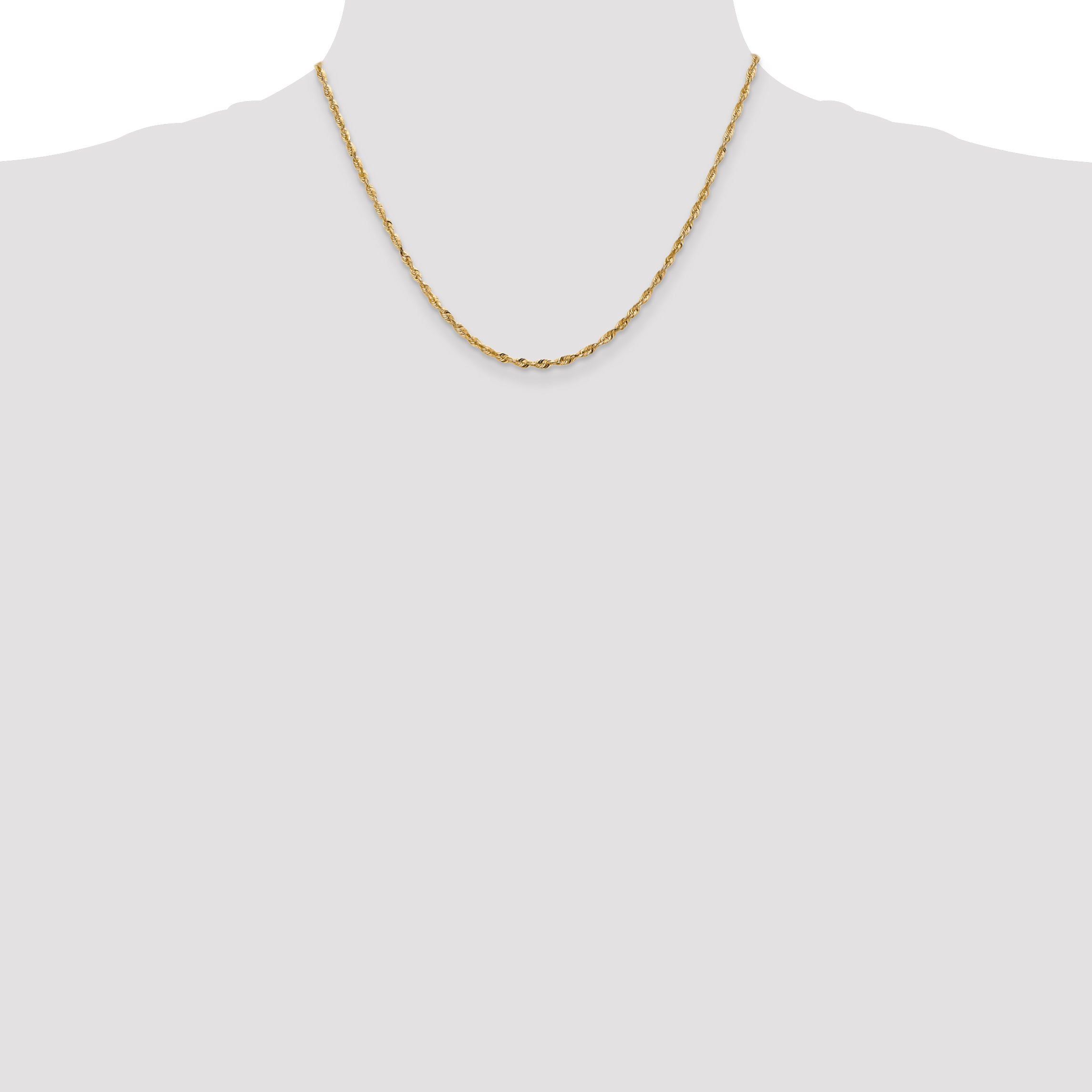 14K 18 inch 2.5mm Ultra Diamond-cut Rope with Lobster Clasp Chain