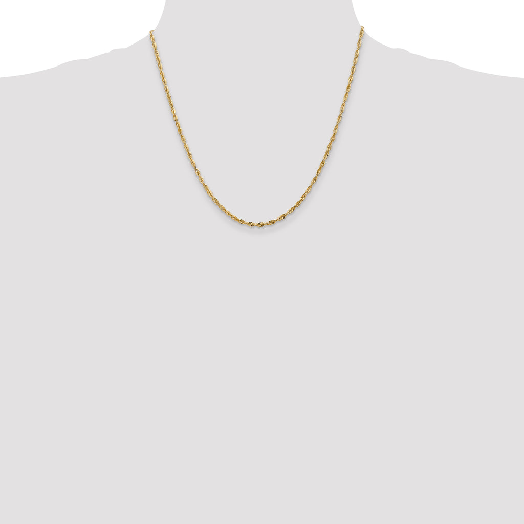14K 20 inch 2.5mm Ultra Diamond-cut Rope with Lobster Clasp Chain