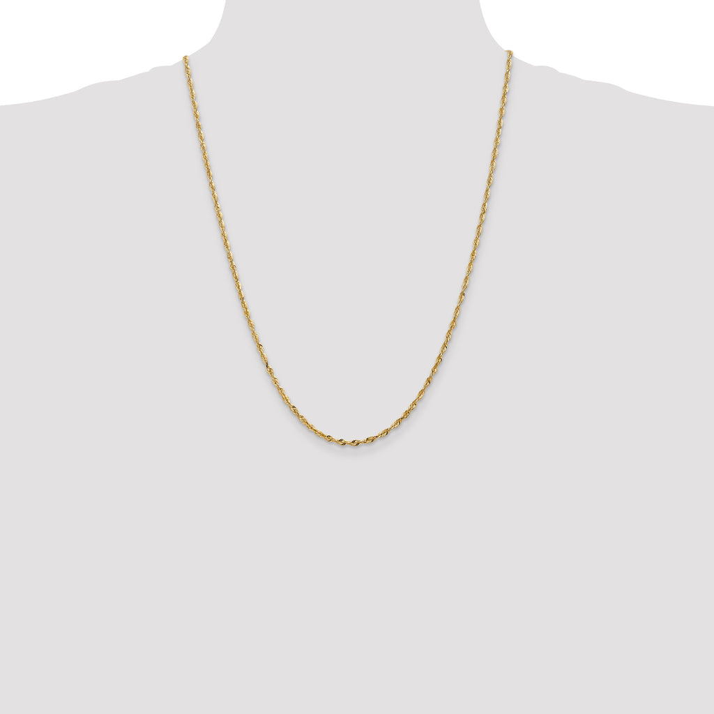 14K 24 inch 2.5mm Ultra Diamond-cut Rope with Lobster Clasp Chain