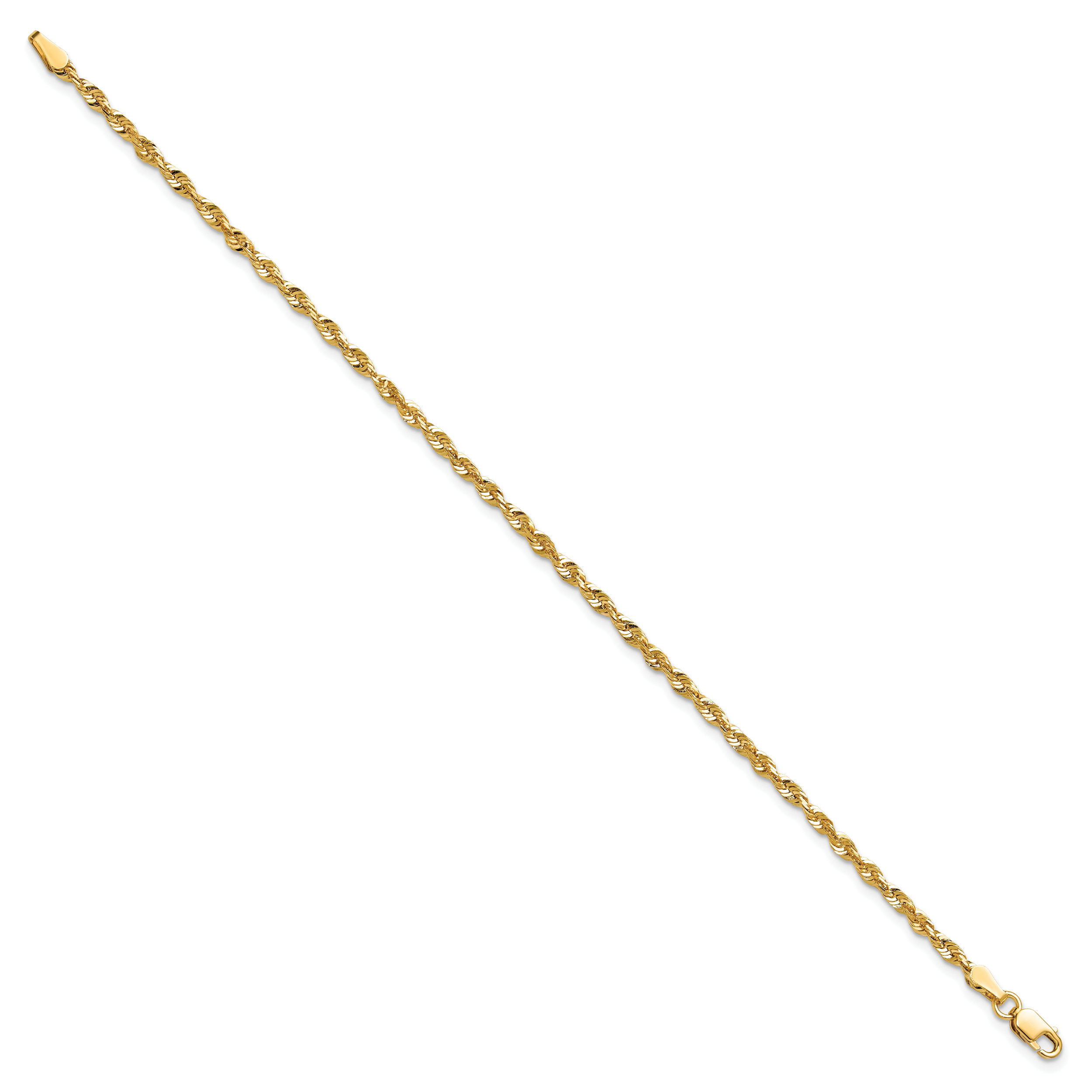 14K 7 inch 2.5mm Ultra Diamond-cut Rope with Lobster Clasp Chain Secondary image