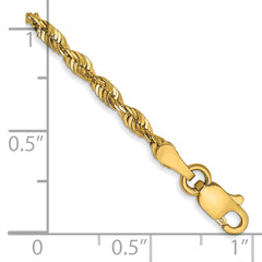 14K 10 inch 2.5mm Ultra Diamond-cut Rope with Lobster Clasp Anklet