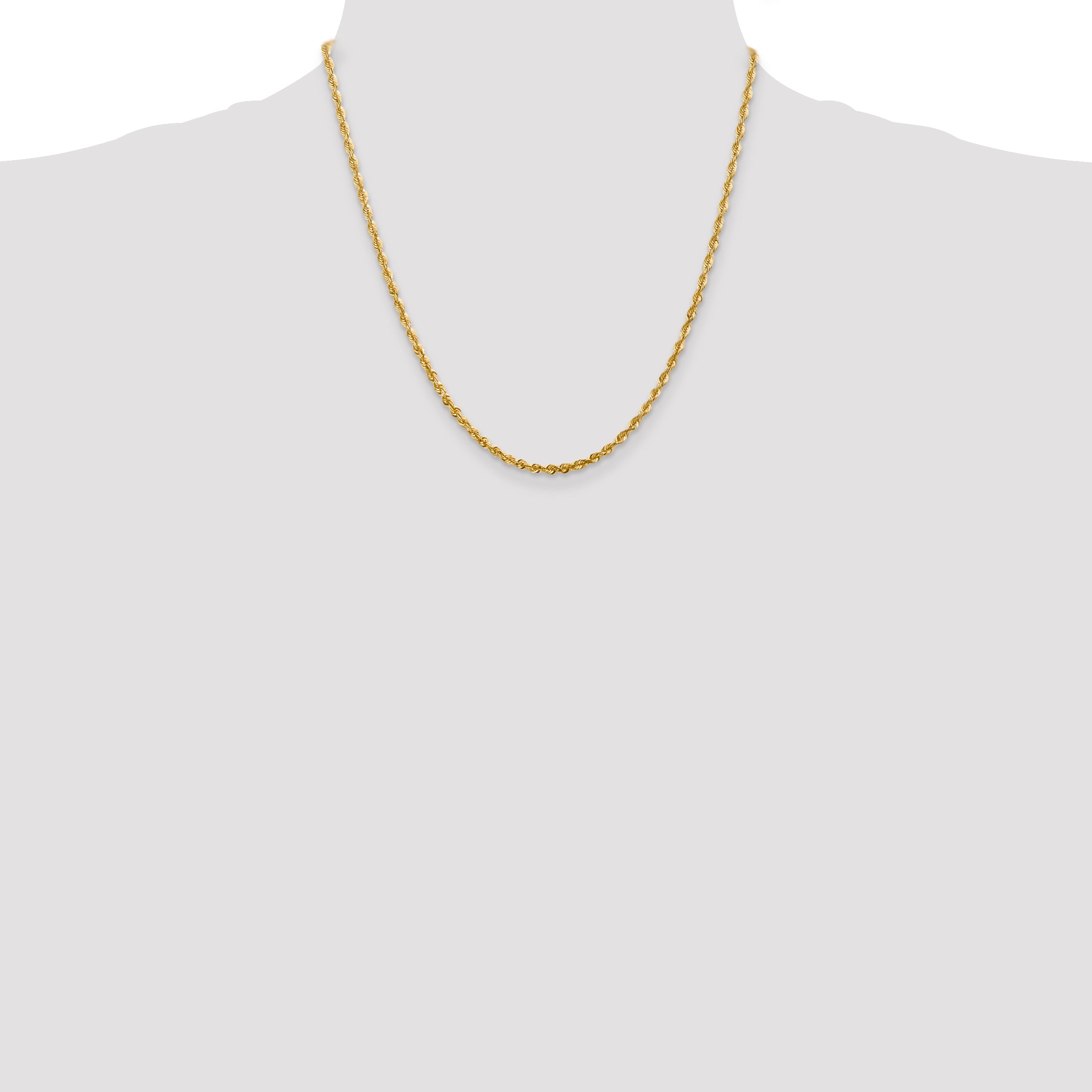 14K 20 inch 2.75mm Ultra Diamond-cut Rope with Lobster Clasp Chain