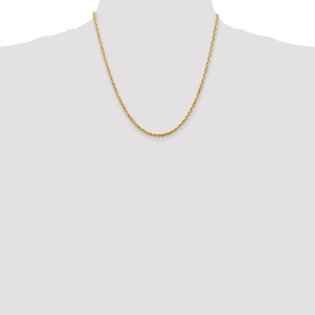 14K 20 inch 2.75mm Ultra Diamond-cut Rope with Lobster Clasp Chain