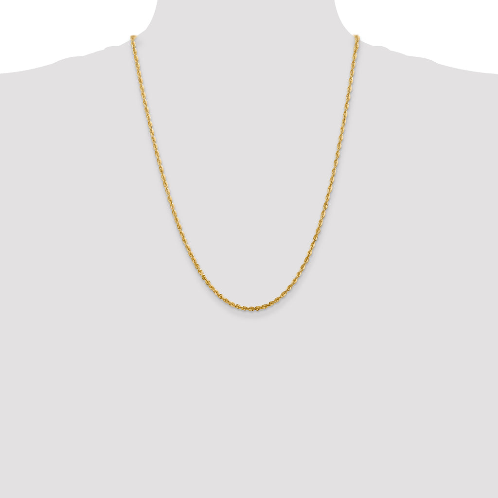 14K 24 inch 2.75mm Ultra Diamond-cut Rope with Lobster Clasp Chain