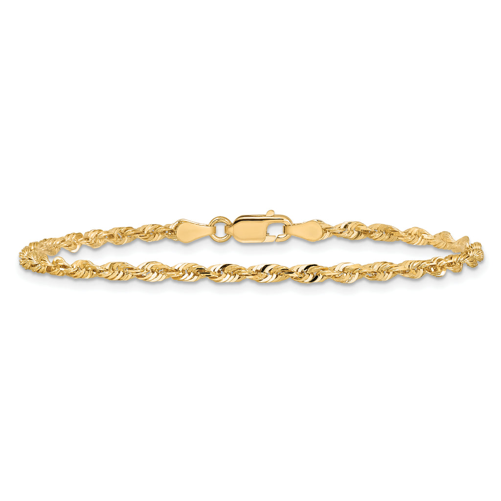 14K 10 inch 2.75mm Ultra Diamond-cut Rope with Lobster Clasp Anklet