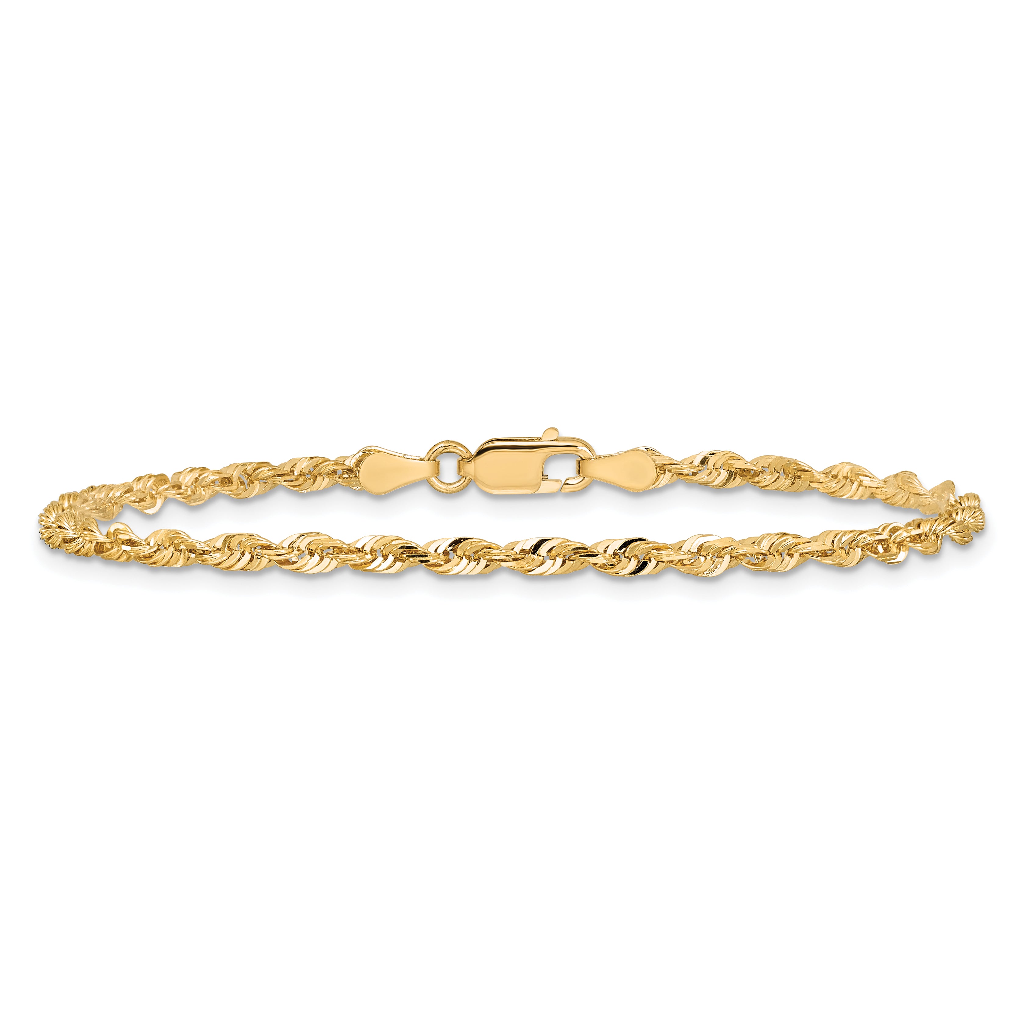 14K 10 inch 2.75mm Ultra Diamond-cut Rope with Lobster Clasp Anklet