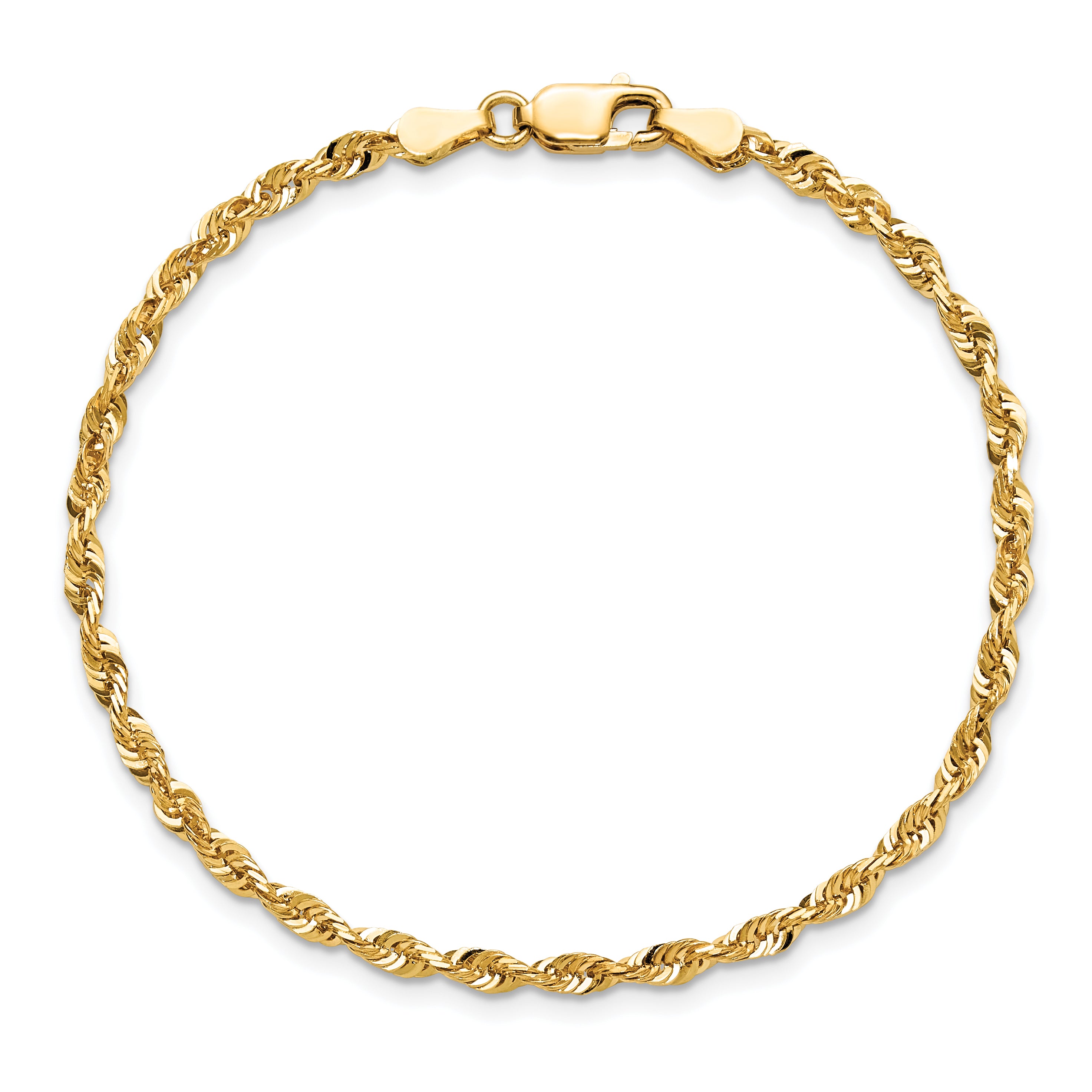 14K 10 inch 2.75mm Ultra Diamond-cut Rope with Lobster Clasp Anklet