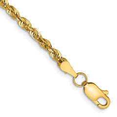 14K 10 inch 2.75mm Ultra Diamond-cut Rope with Lobster Clasp Anklet