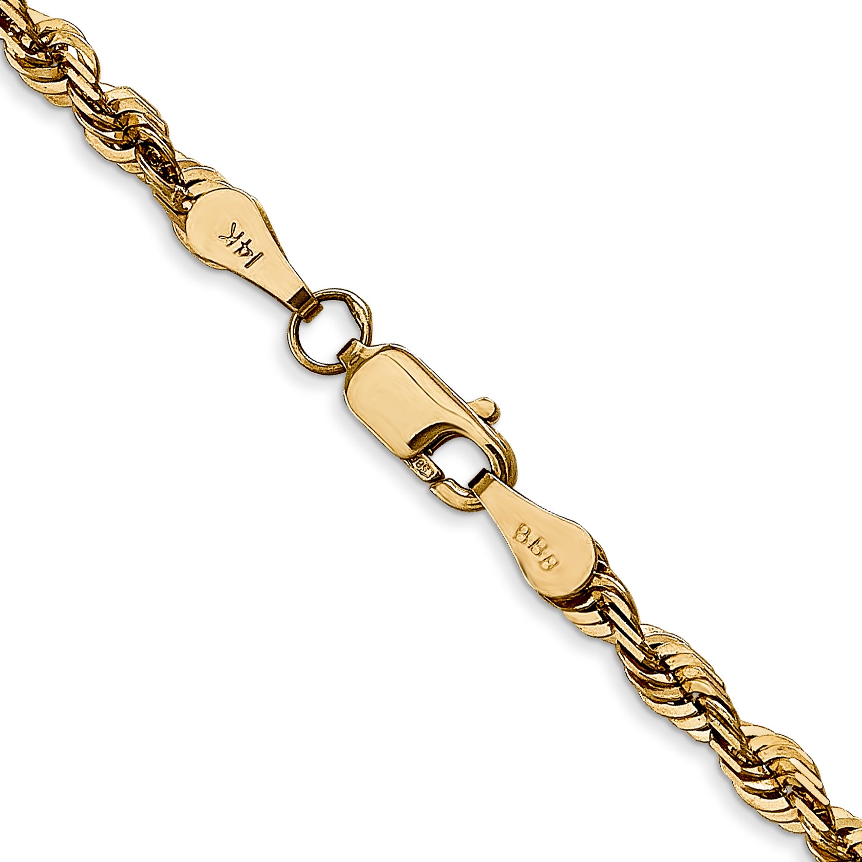 14K 24 inch 4mm Ultra Diamond-cut Rope with Lobster Clasp Chain