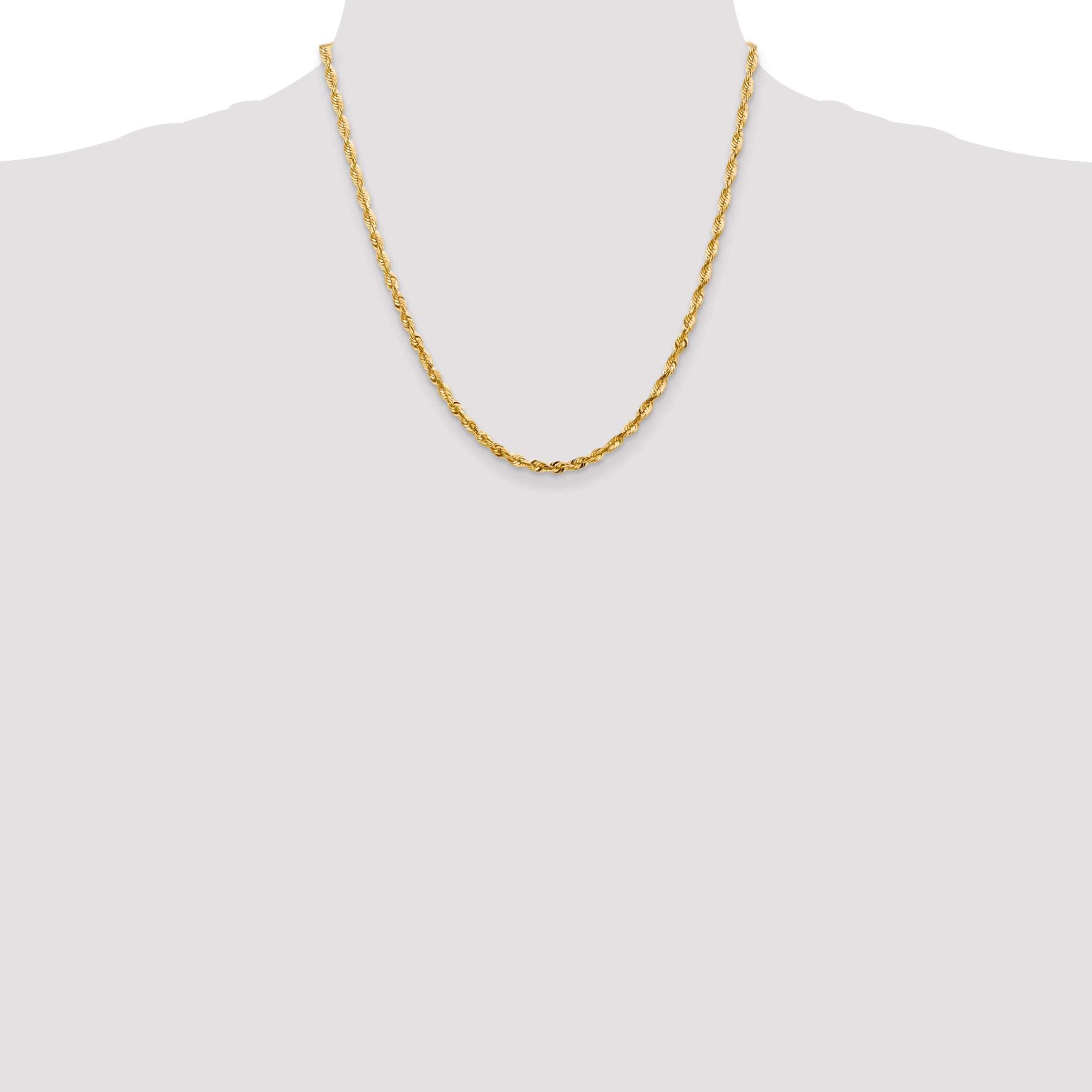 14K 20 inch 4mm Ultra Diamond-cut Rope with Lobster Clasp Chain