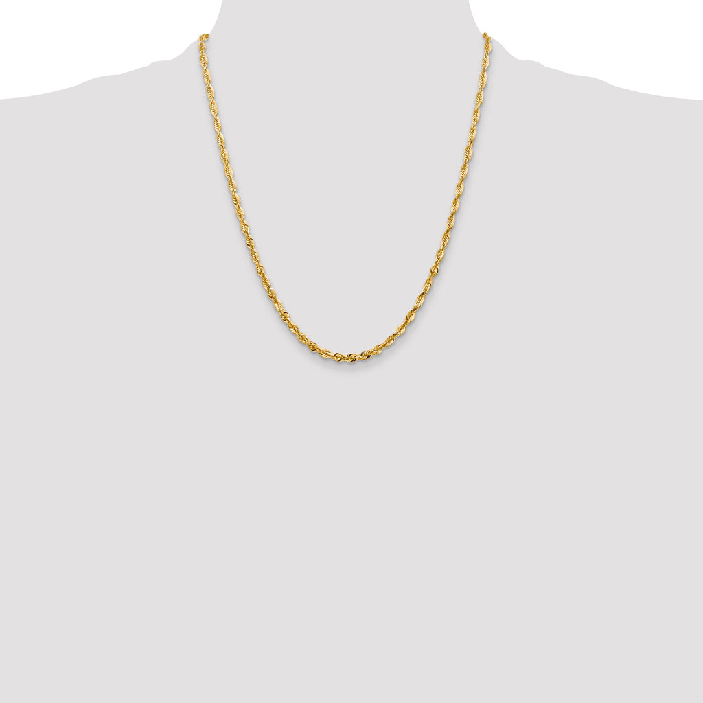 14K 22 inch 4mm Ultra Diamond-cut Rope with Lobster Clasp Chain