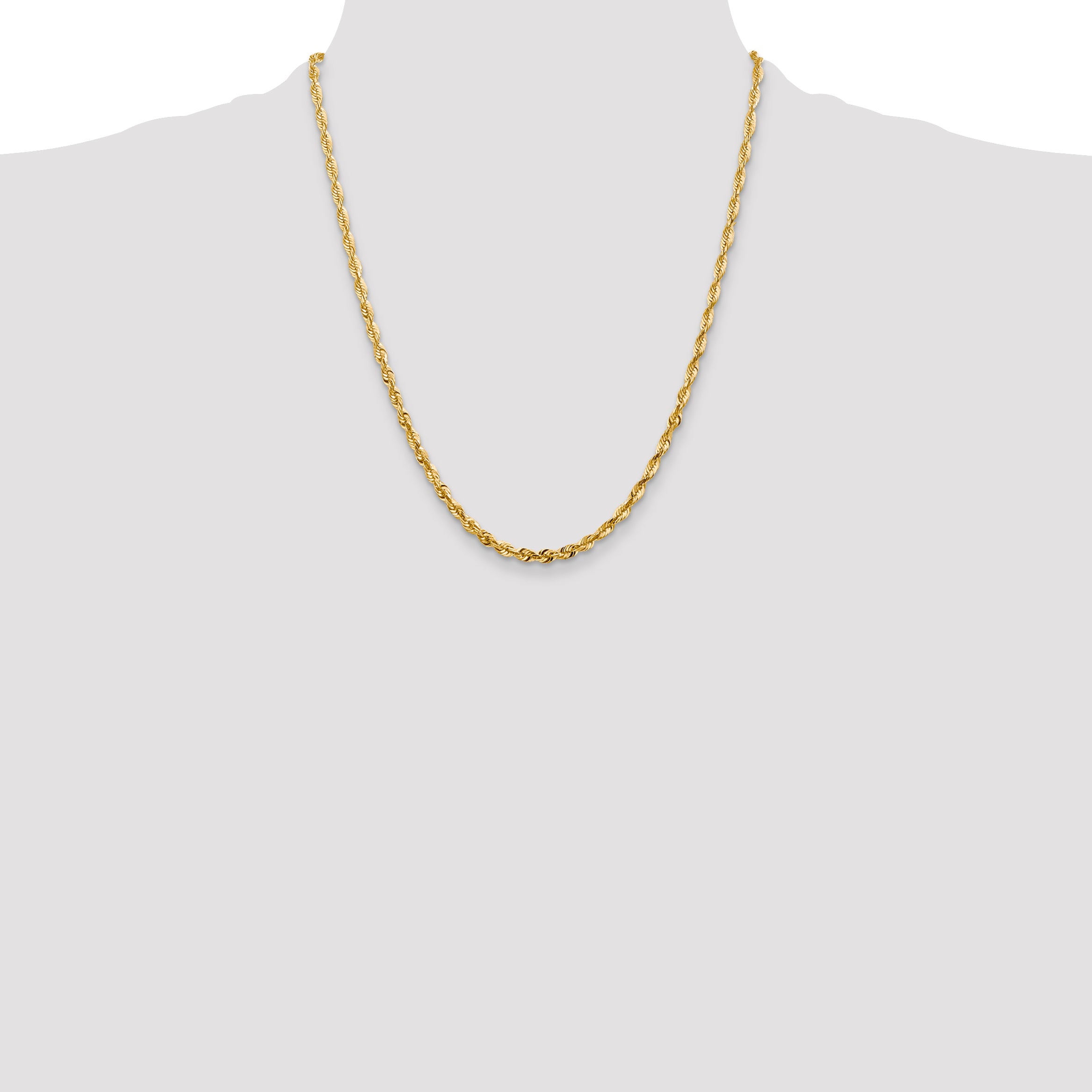 14K 22 inch 4mm Ultra Diamond-cut Rope with Lobster Clasp Chain