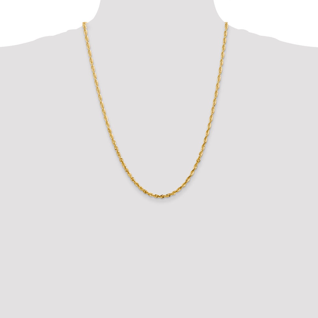14K 24 inch 4mm Ultra Diamond-cut Rope with Lobster Clasp Chain